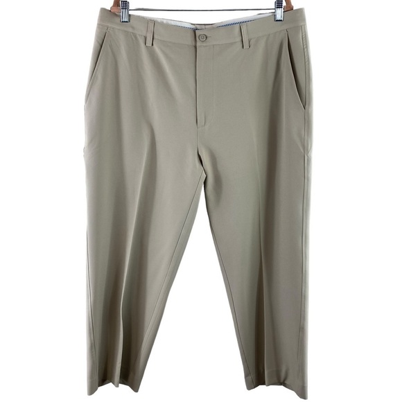 FootJoy Men’s Beige Polyester‎ Spandex Chino Khaki Pleated Golf Pants Sz 40 - Picture 1 of 11